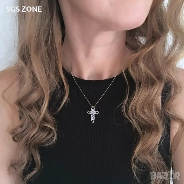 Сребърен кръст 925 със скъпоценни камъни, снимка 1