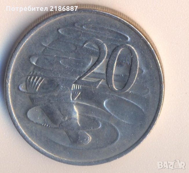 Австралия 20 цента 1981 година, птицечовка, снимка 1