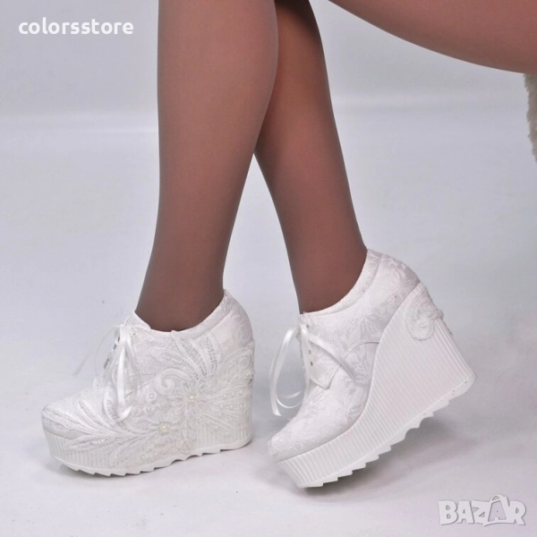 Обувки на платформа - бели - 2504 , снимка 1