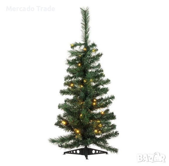 Декоративна коледна елха на батерии на поставка, 50 LED, 90см, снимка 1