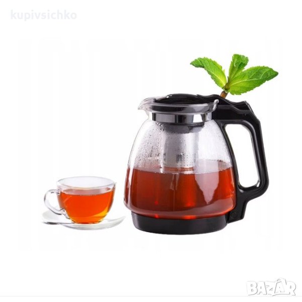 🥃 Стъклена Кана с Метален Филтър за Запарка на Чай на НАМАЛЕНИЕ!! 🥃, снимка 1