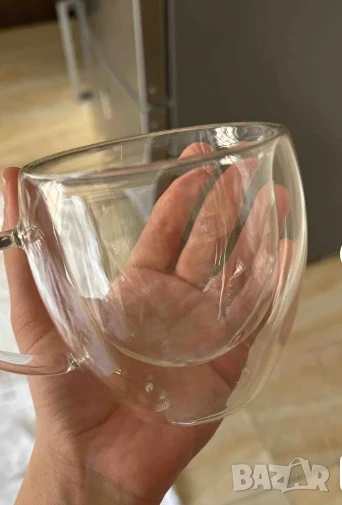 Стъклена чаша за кафе с двойно дъно 200ml, снимка 1