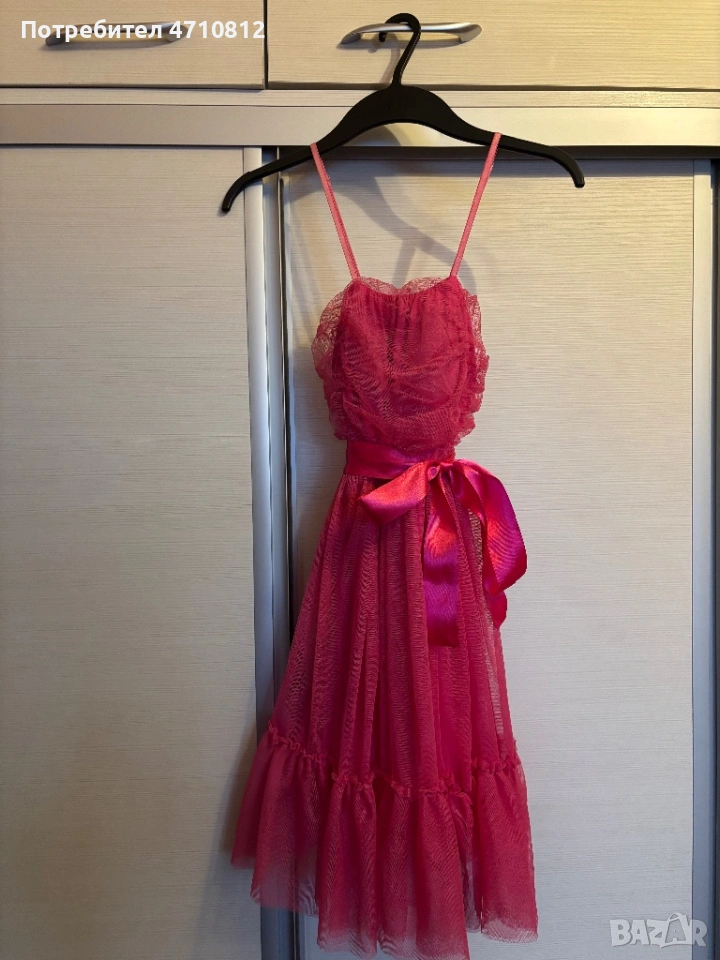 Розова рокля от тюл и яке, снимка 1