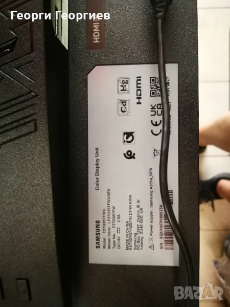 Монитор Samsung F27G35TFWU счупен екран. , снимка 1