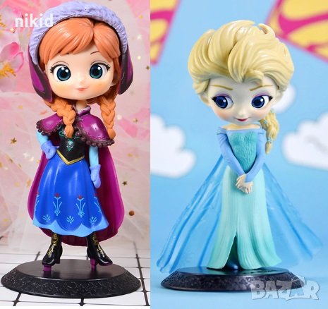 Елза и Анна от замръзналото кралство големи на стойка фигурки за украса на торта и игра pvc фигурка, снимка 1