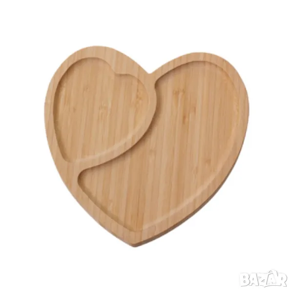  Плато за сервиране-сърце, бамбук, снимка 1