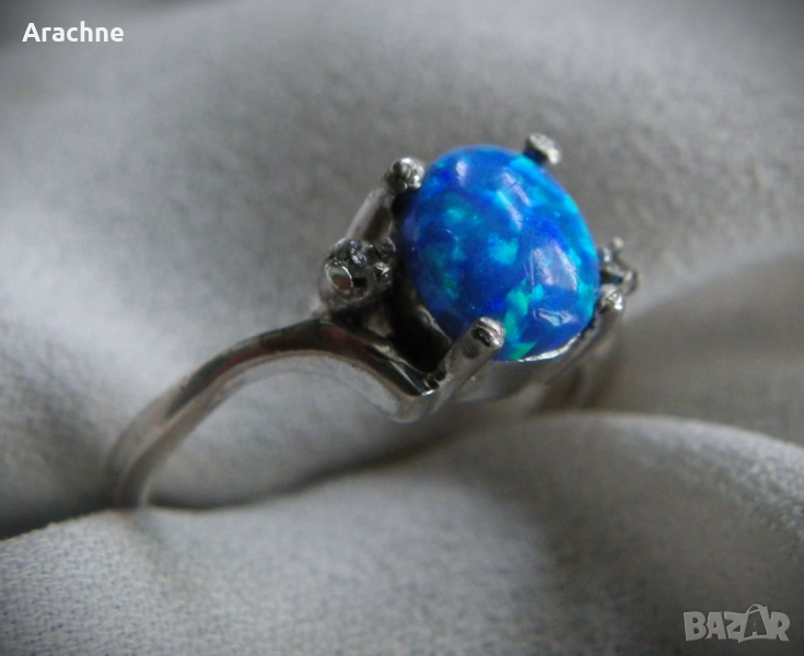 Сребърен пръстен с естествен опал, снимка 1