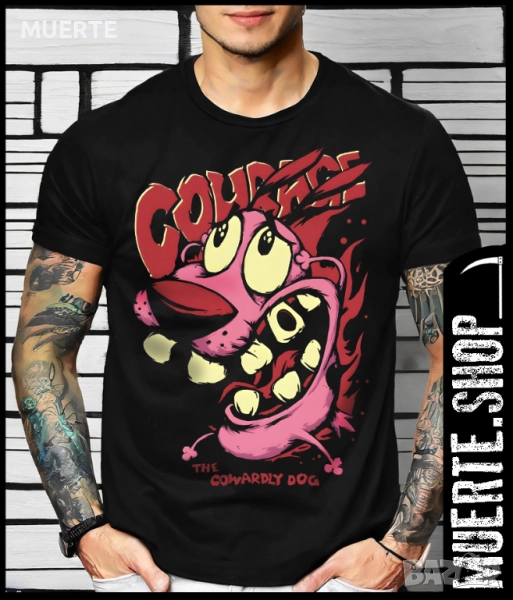 Тениска с щампа COURAGE DOG, снимка 1