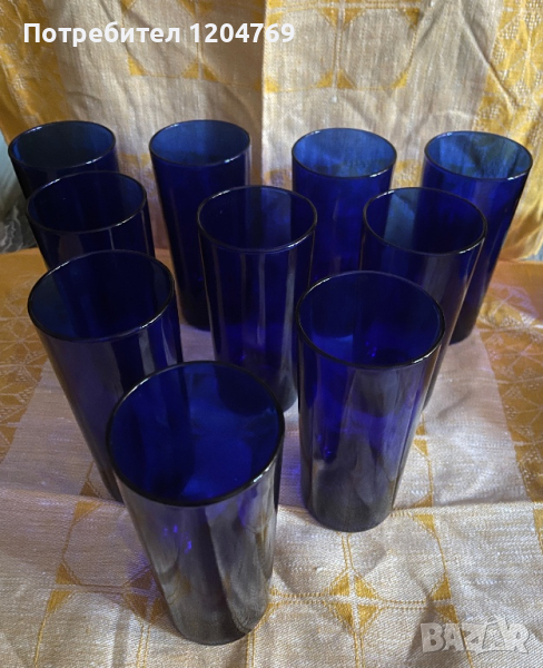 Винтидж кобалтово синьо стъкло чаши, снимка 1
