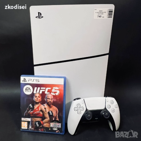 Конзола SONY - PS5 SLIM DISK с 1бр. джойстик и 1бр. игра, снимка 1