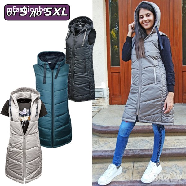 Дамски, Дълги елеци с качулка, вече до 5XL, снимка 1