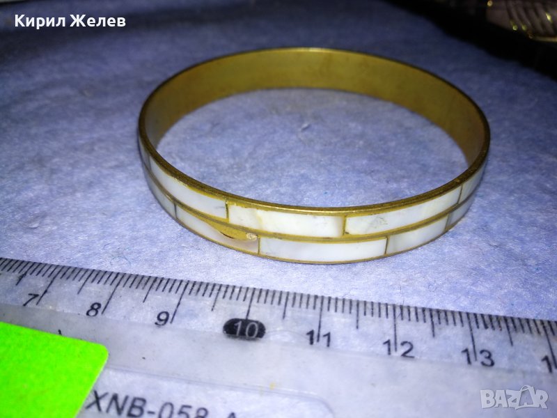 СТАРА БРОНЗОВА СПЛАВ СЕДЕФЕНА РЕТРО АРТ ГРИВНА МАЙСТОРСКА РЪЧНА РАБОТА 37521, снимка 1