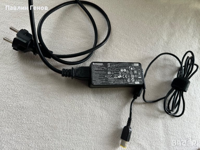 Оригинално захранване зарядно за лаптоп Lenovo 20V 2.25A Правоъгълна букса, снимка 1