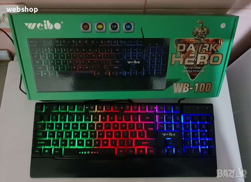 Геймърска клавиатура Weibo WB-100 Dark Hero, Черна, снимка 1