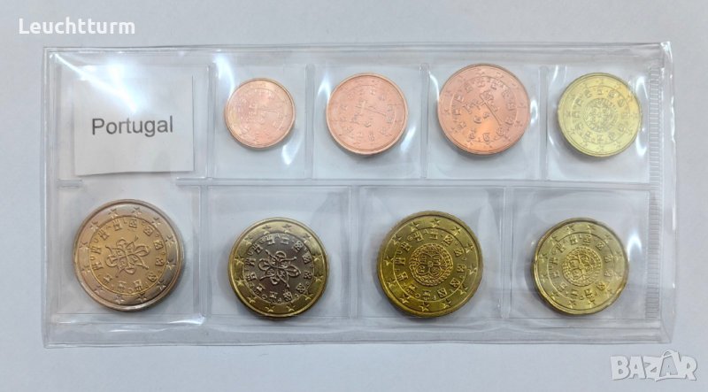 Пълен сет евромонети Португалия от 1 цент до 2 евро, снимка 1