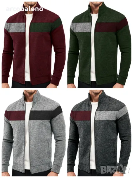 Мъжки ежедневен суичър с дълъг ръкав и цип, 4цвята , снимка 1