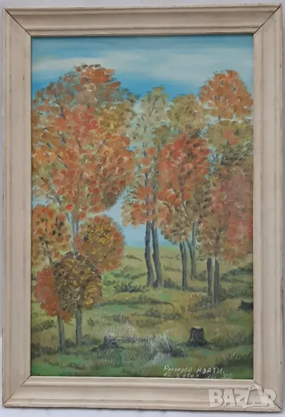 Стара авторска картина, масло върху фазер(3.3), снимка 1