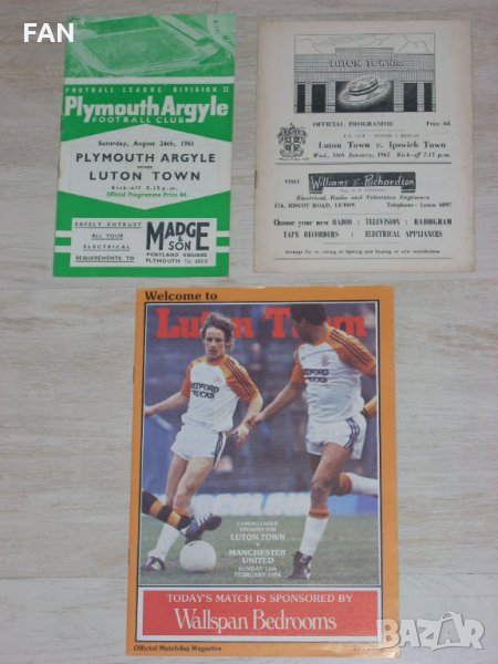 Лутън Таун оригинални футболни програми - Плимут 1961 и Манчестър Юнайтед 1984, снимка 1
