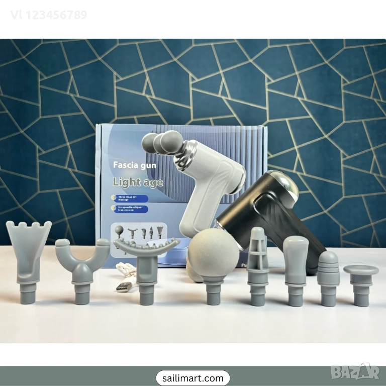 LM-130 Ръчен масажор  за дълбокотъканен масаж с 9 масажни глави 6 скорости тих, снимка 1