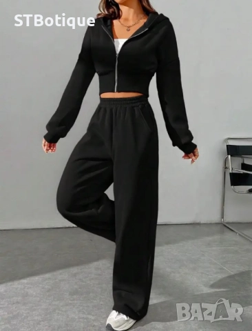 🌸 Дамски Елегантен Комплект с Цип – Суитшърт и Панталони | STBoutique 🌸, снимка 4 - Спортни екипи - 51952450