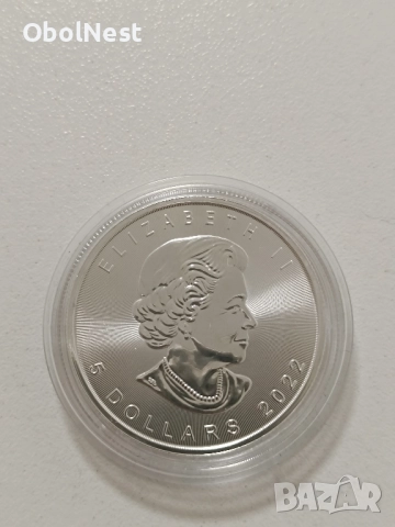 1 oz Сребро Canadian Maple Leaf / Кленов лист - 2022 (9999), снимка 2 - Нумизматика и бонистика - 52407545