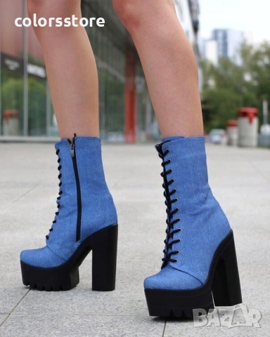 Боти на ток - син деним с черно ходило - 592