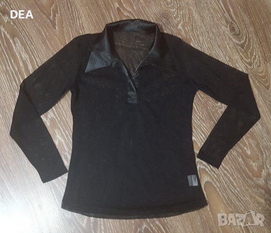 Черна прозрачна блуза с яка М-5лв.ПРОМОЦИЯ, снимка 1 - Блузи с дълъг ръкав и пуловери - 39467228