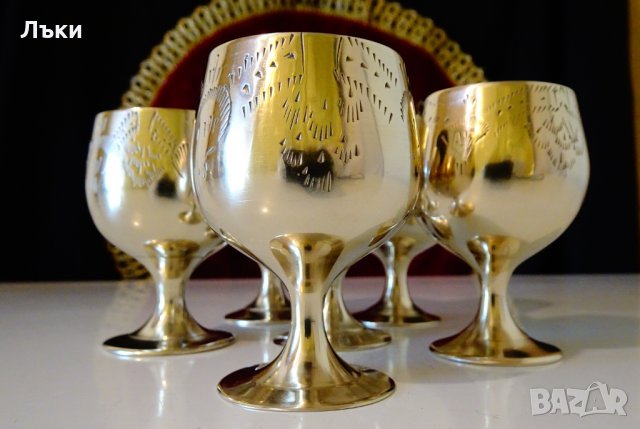 Английски бронзови чаши за ракия,коняк. , снимка 2 - Антикварни и старинни предмети - 34568936