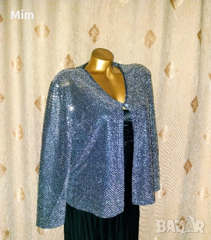 XL/2XL Сребрист жакет / сако / с пайети , снимка 3 - Сака - 52174198