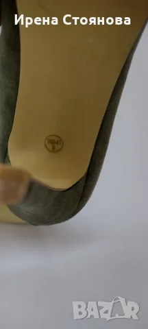 Дамски обувки в маслено зелен цвят на висок ток. Материя велур. Размер 40/41 номер , снимка 6 - Маратонки - 49271041