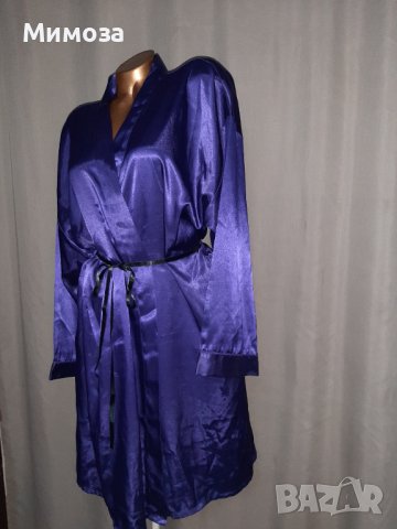 Fuliette M Сатенен лилав халат с дълъг ръкав , снимка 5 - Нощници - 38365419