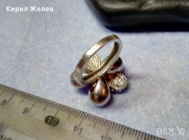 ПРЕКРАСЕН ФЛОРАЛЕН СРЕБЪРЕН ПРЪСТЕН ЦВЕТЕ СРЕБРО 925 с НАТУРАЛНА БЯЛА ПЕРЛА и ИСКРЯЩИ КРИСТАЛИ 49225, снимка 7 - Пръстени - 49294552