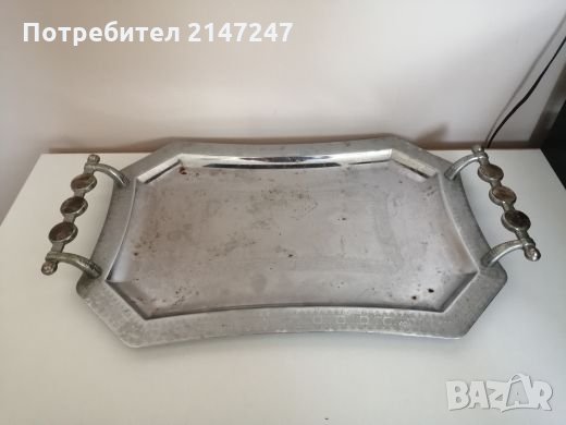 Антикварен метален поднос , снимка 4 - Чинии - 26705983