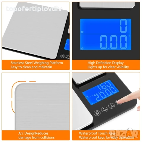 Кухненска везна Kitchen Scales with Dual Platform, 15 kg/1 g & 500 g/0.01 g, снимка 2 - Други - 50793331