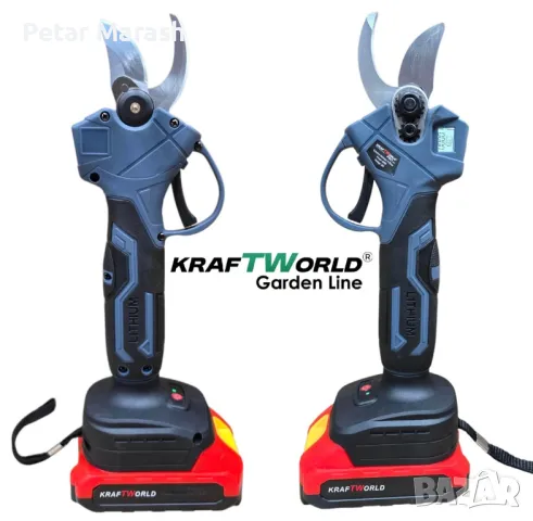 Професионална Акумулаторна Лозарска Ножица с Дисплей и 2 Батерии KraftWorld, снимка 3 - Други инструменти - 50358495