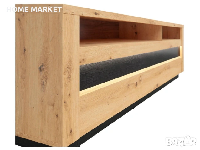 ТВ шкаф Ostia RTV2S  Размери: Дълбочина: 48 см Широчина: 161 см Височина: 53,5 см  Цвят: Дъб Артизан, снимка 6 - Шкафове - 53583236