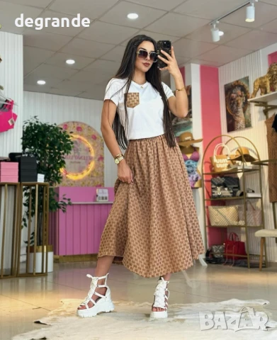 НАМАЛЕН Дамски сет от две части Gucci ВИДЕО НА МОДЕЛА, снимка 2 - Комплекти - 50887386