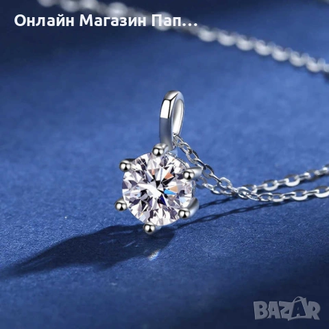 AITERNITY сребърно солитер колие с диамант мойсанит (сертификат), снимка 4 - Колиета, медальони, синджири - 53132597