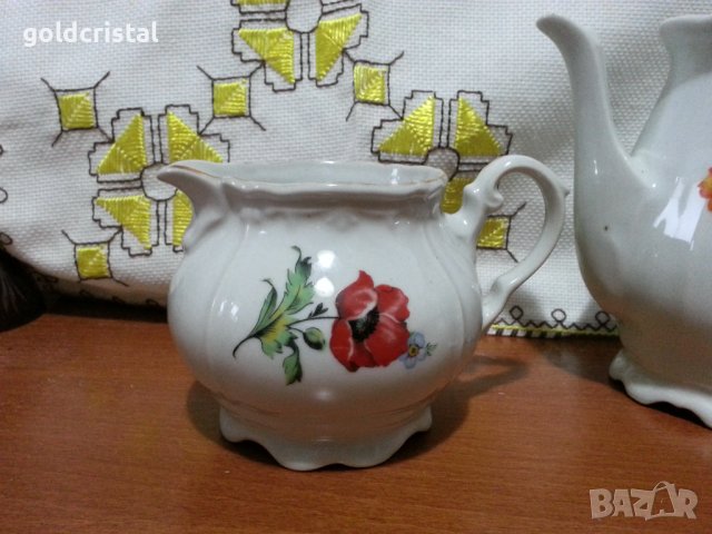 Стар български порцелан чайник захарница латиера , снимка 5 - Антикварни и старинни предмети - 43356028