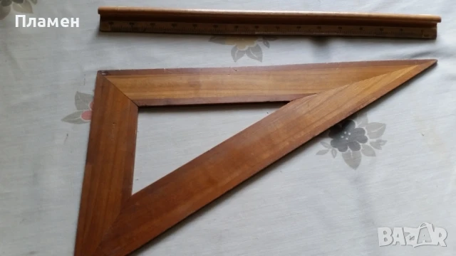 Линия и 2 триъгълника за чертане - дървени 30 см, снимка 3 - Декорация за дома - 50751277