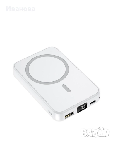 Магнитна безжична външна батерия, Капацитет 10000 mAh, снимка 2 - Резервни части за телефони - 51845226