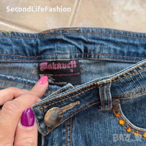 Винтидж дамски къси дънки Makaveli 2Pac размер S, снимка 2 - Дънки - 53582832