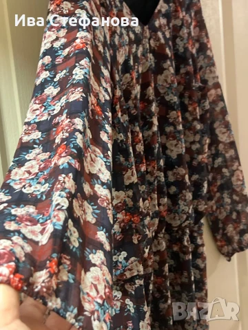  Нова нежна феерична къса флорален принт цветя ежедневна елегантна рокля ниска талия Esprit 