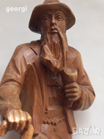 дърворезба старец с лула, снимка 3 - Декорация за дома - 44140498