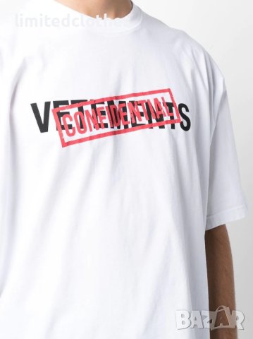 VETEMENTS White Confidential Logo Print Oversized Мъжка / Дамска Тениска size XL (XXL), снимка 6 - Тениски - 40271750
