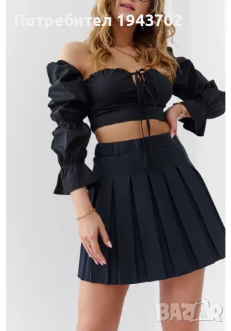 Къса плисирана пола в черен цвят 0562, снимка 1