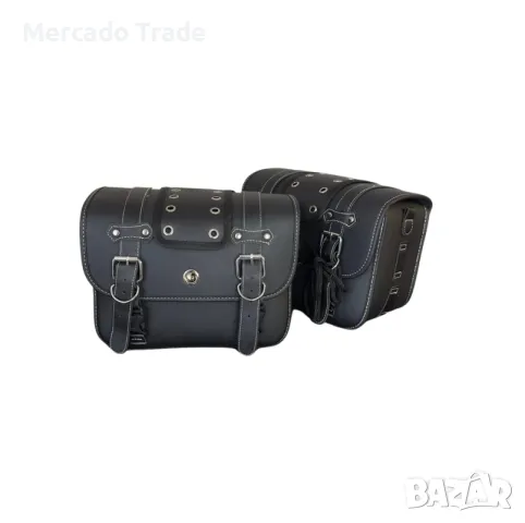 Мото дисаги Mercado Trade, Еко кожа, 30x23x13см, Черен