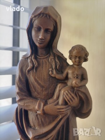 Дървена скулптура на Дева Мария с Младенеца Иисус - ПРОМО, снимка 2 - Антикварни и старинни предмети - 34762553