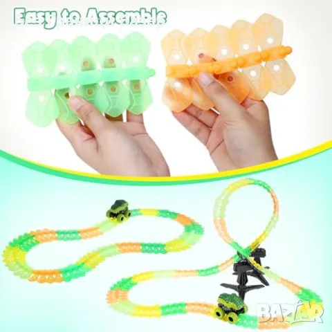 Нов Комплект динозавърски писта с LED автомобил – идеален подарък дете, снимка 5 - Образователни игри - 47981457