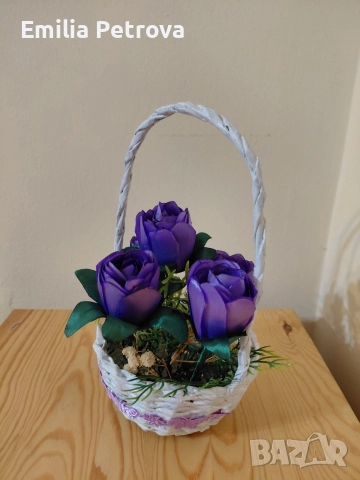 кошница с цветя, снимка 3 - Декорация за дома - 52891137